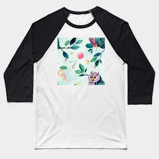 Watercolor owl pattern Baseball T-Shirt